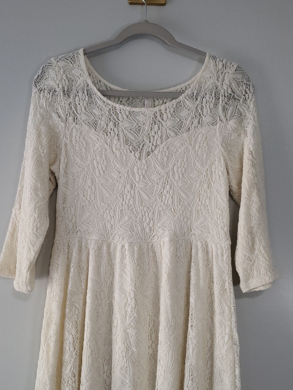 Free People Shake It Up Mini Dress Small Cream Ivory Crochet Lace Boho Wedding - Picture 3 of 15